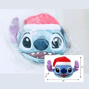 Ruz Stitch in a Santa Hat Figural Holiday Pillow